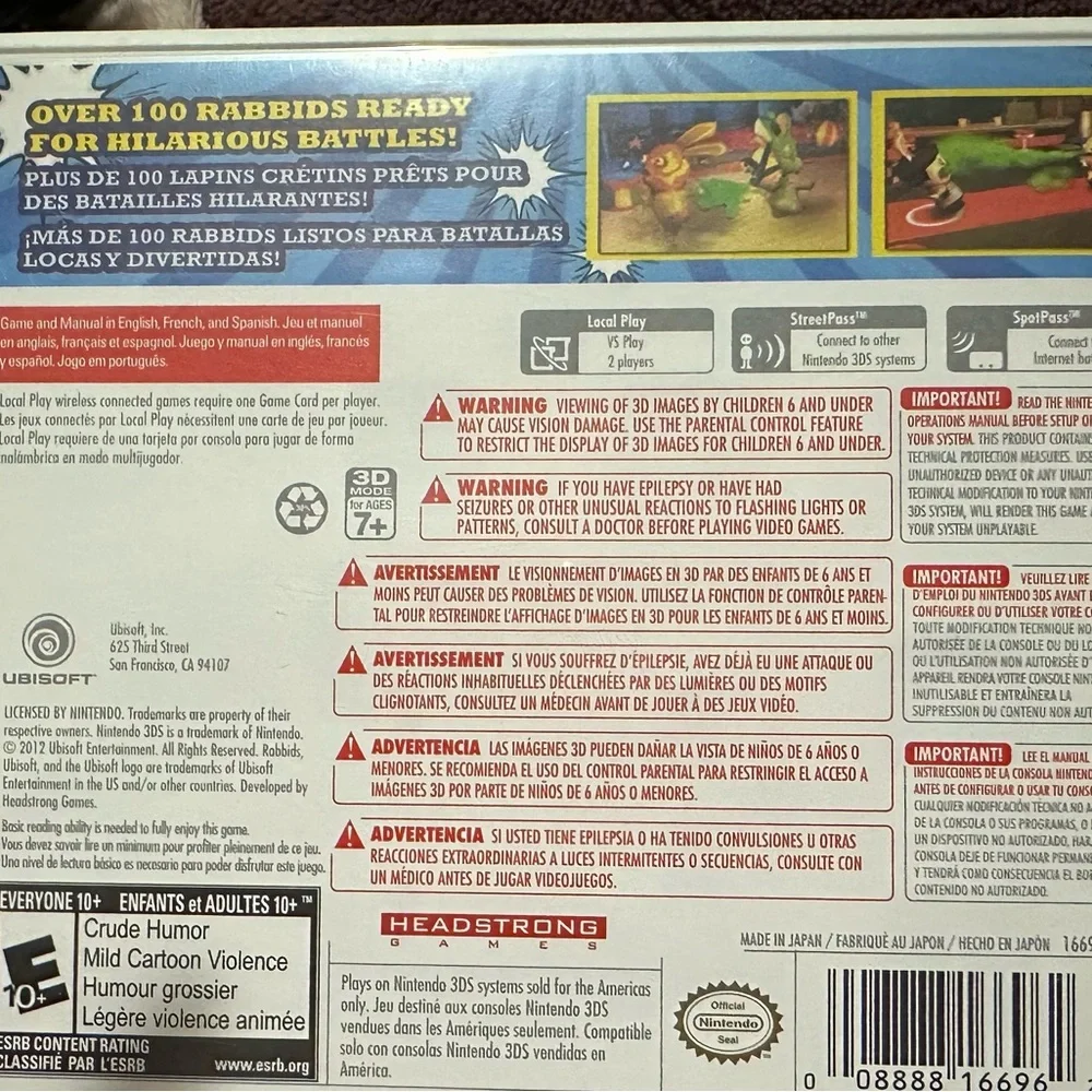 2/$35 Nintendo 3DS Rabbids Rumble Rare - Picture 7 of 10